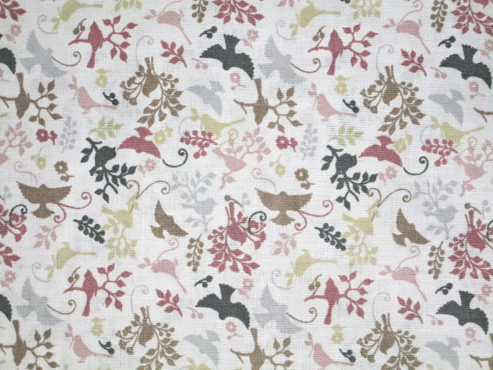 Bavlna biela "farebný vtáčik" 