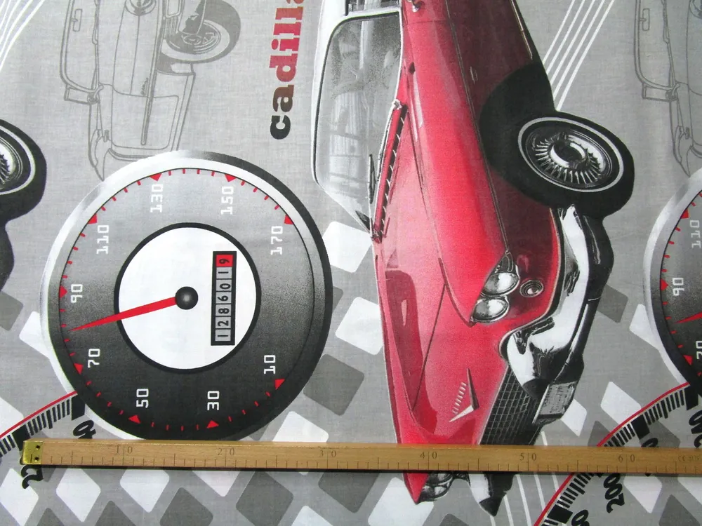 Bavlna sivá "červený cadillac" 