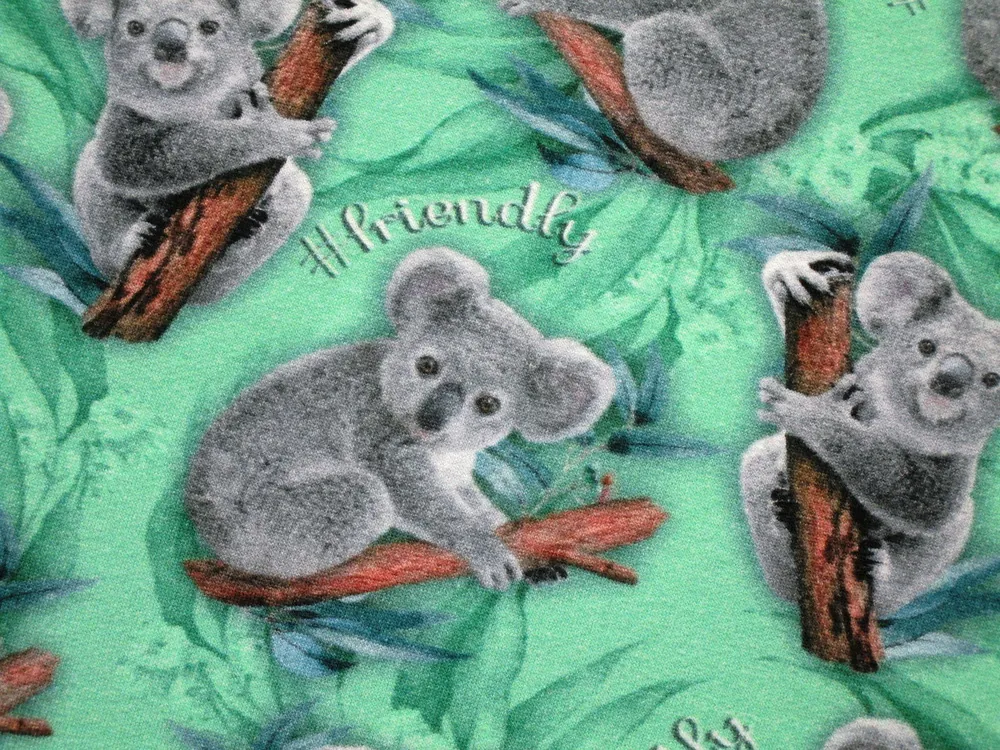Teplákovina zelená "koala" - digitálna tlač 