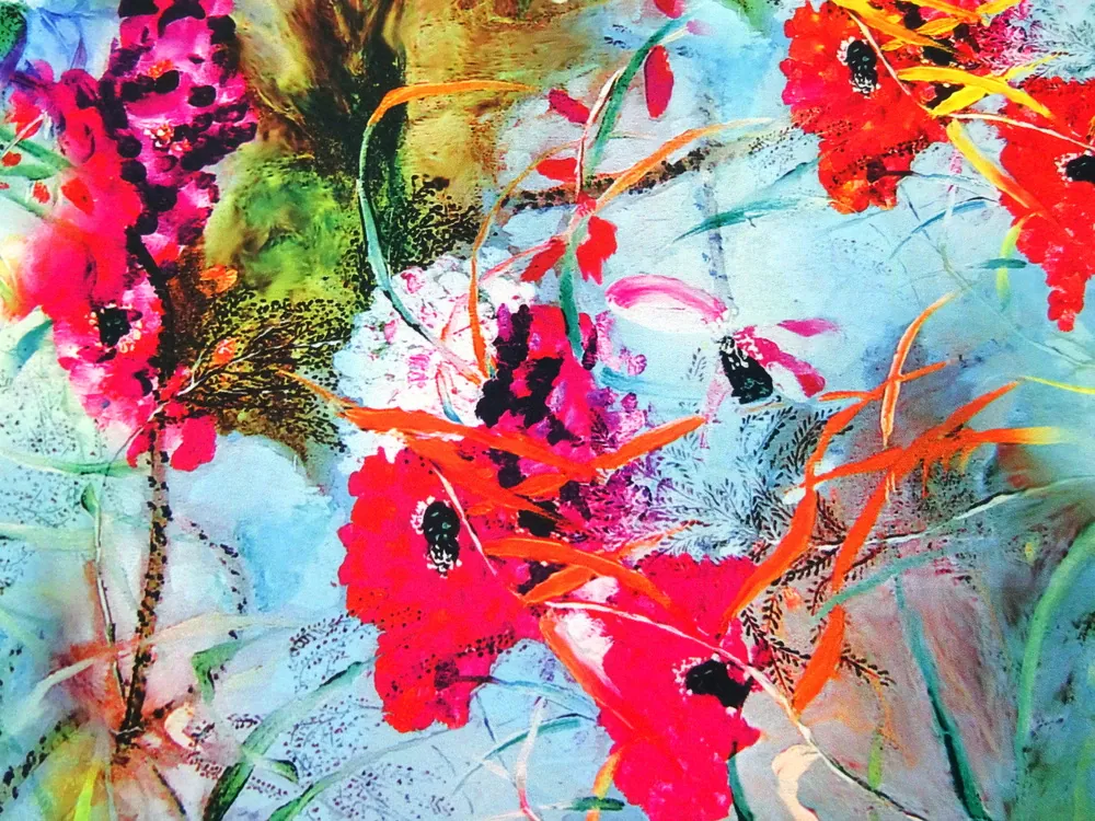 Šatovka zeleno-modrá "kvety" 