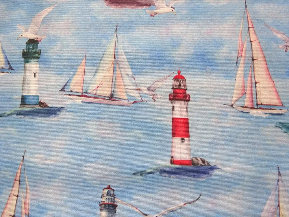 Poťahovka modrá "plachetnica, maják, čajka" 