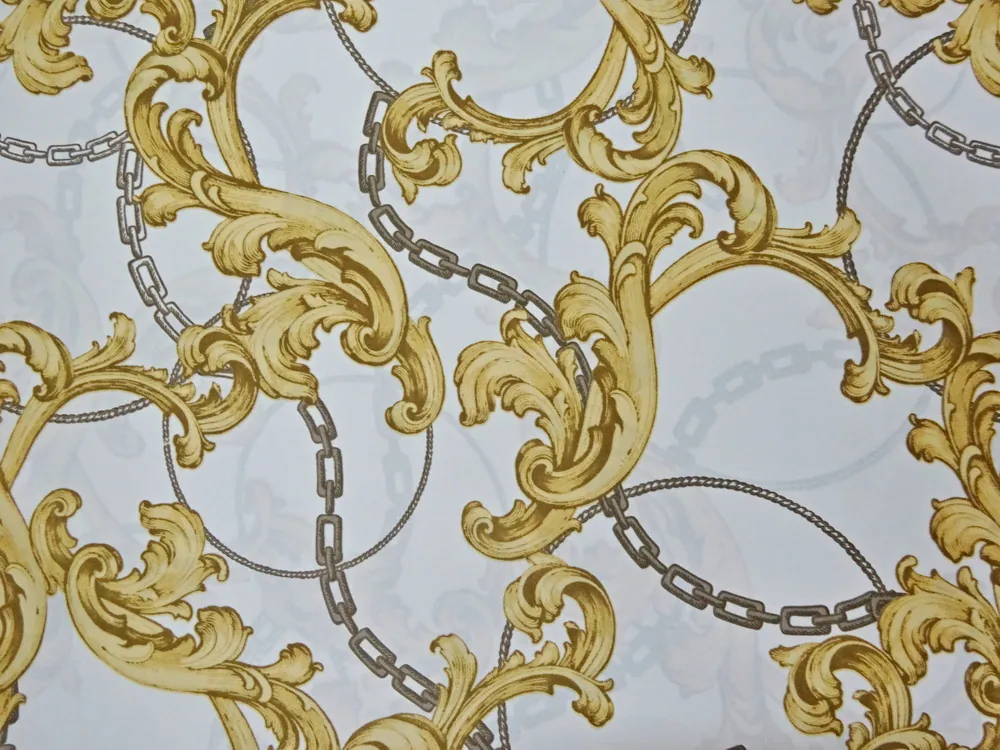 Hodváb smotanový "žlto-béžový vzor" 