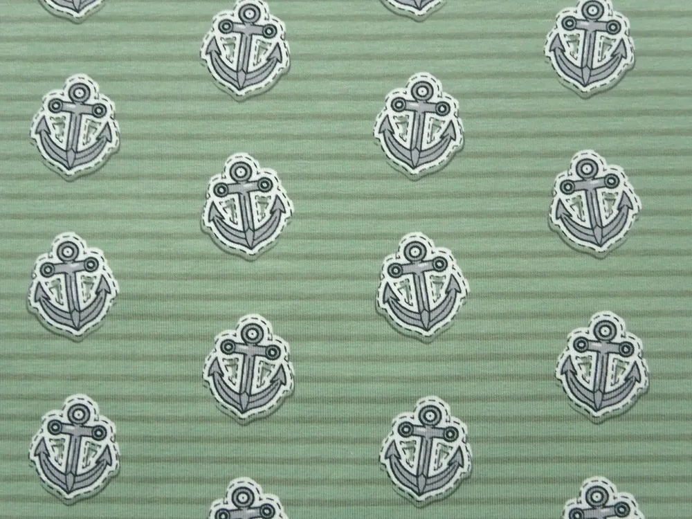 Úplet zelený "kotva, pásik" 