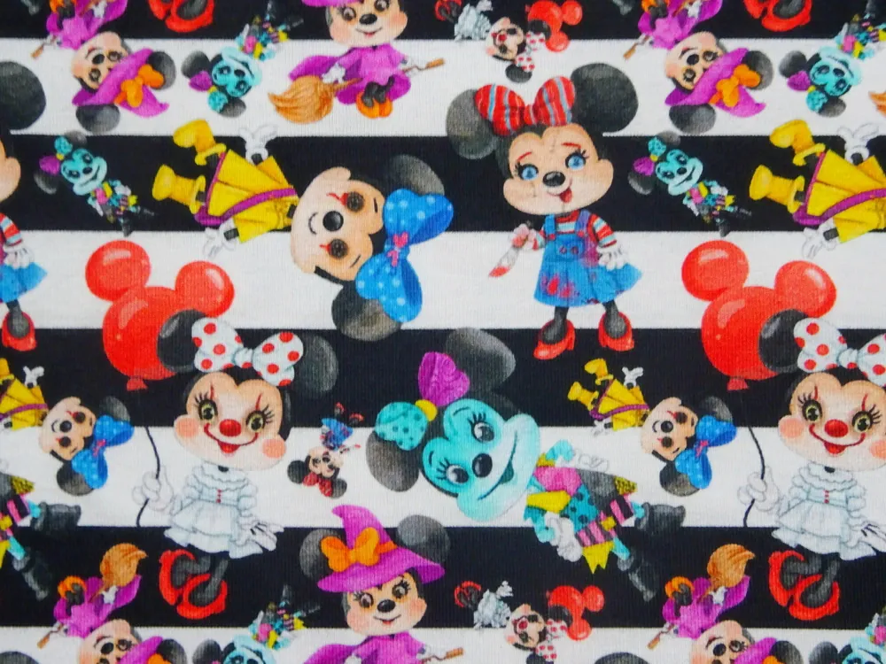 Úplet bielo-čierny "horror Minie" - digitálna tlač 