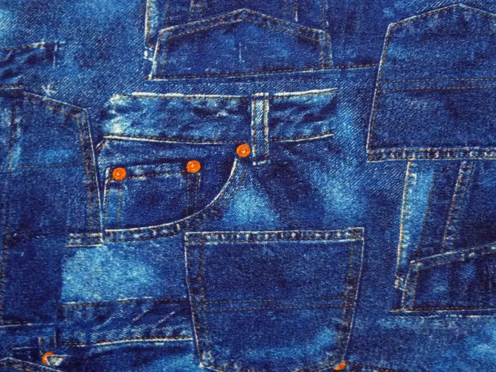 Teplákovina modrá "imitácia rifloviny" - digitálna tlač