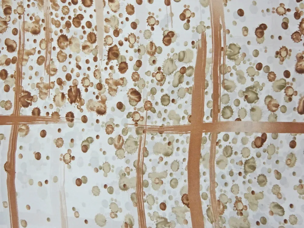 Hodváb smotanový "hnedý vzor" 