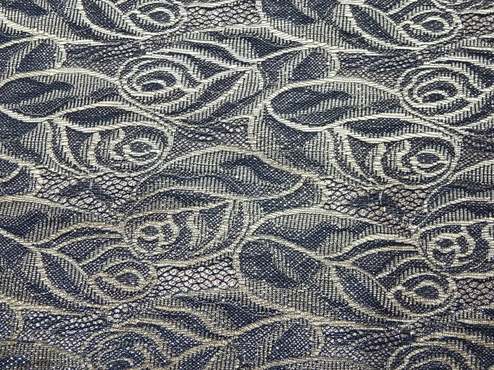 Úplet žakardový púdrový "zlato-tmavomodrý vzor" 