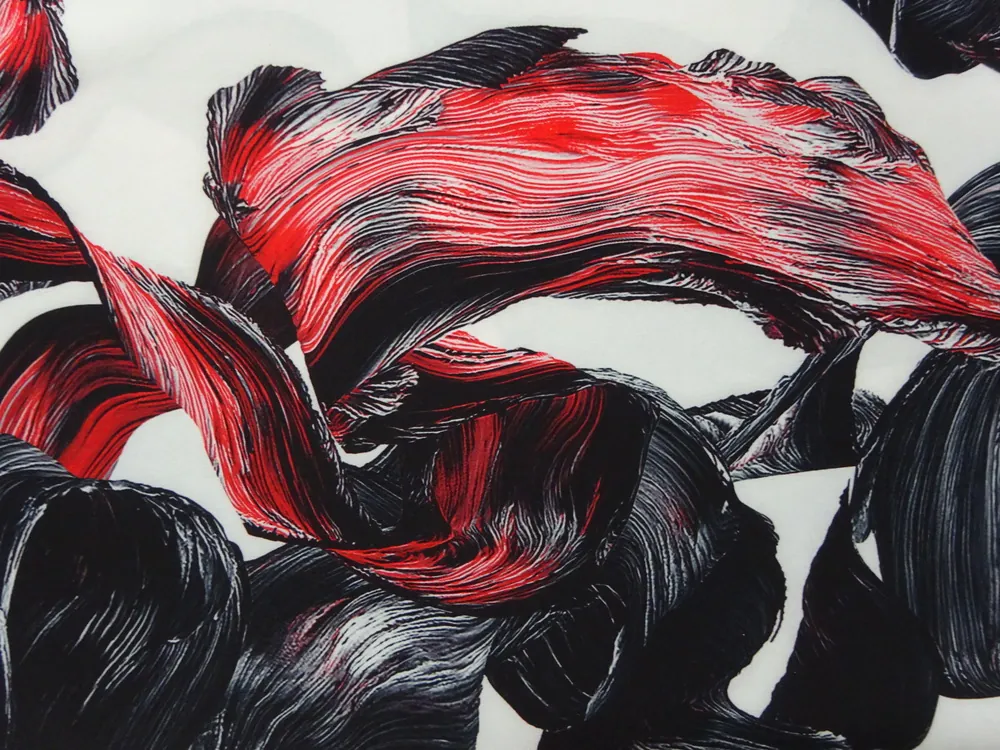 Šatovka smotanová "červeno-čierny vzor" 