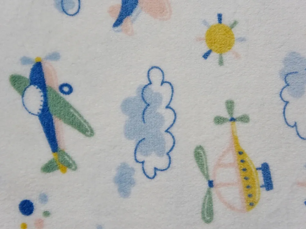 Fleece smotanový "lietadlá, helikoptéra" - OEKO-TEX