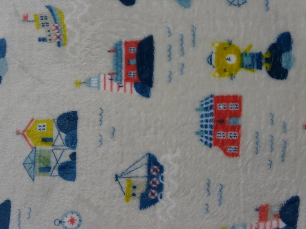 Fleece sivý "morský motív" - OEKO-TEX 