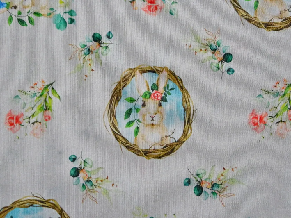 Poťahovka biela "zajko, kvety" 