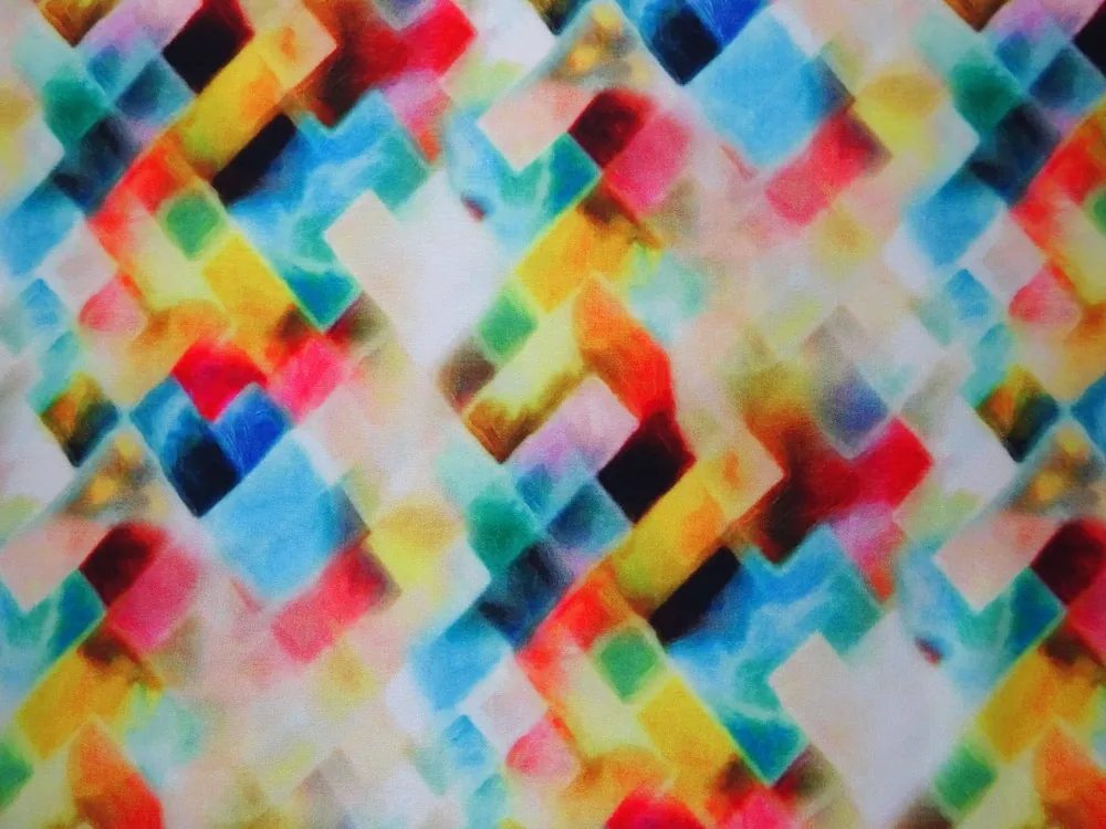 Hodváb farebný "geometrický vzor" 