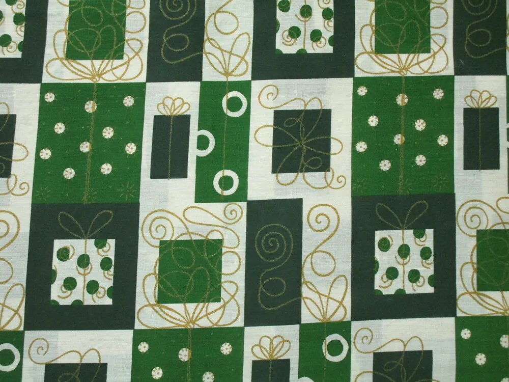 Bavlna maslovo-zelená "darčeky" 