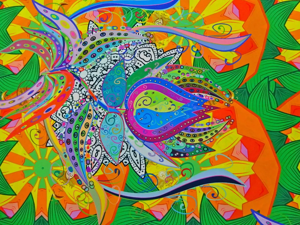 Šatovka zelená "farebné vzory" - Slovenská potlač 