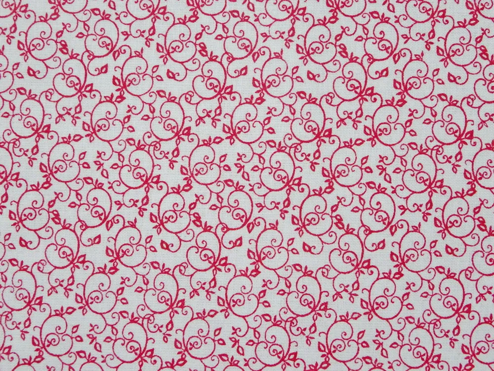 Bavlna biela "červený vzor" 