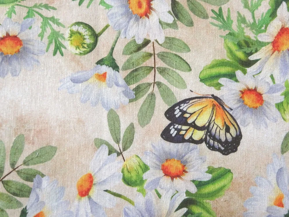 Poťahovka batika "kvety, motýľ" 