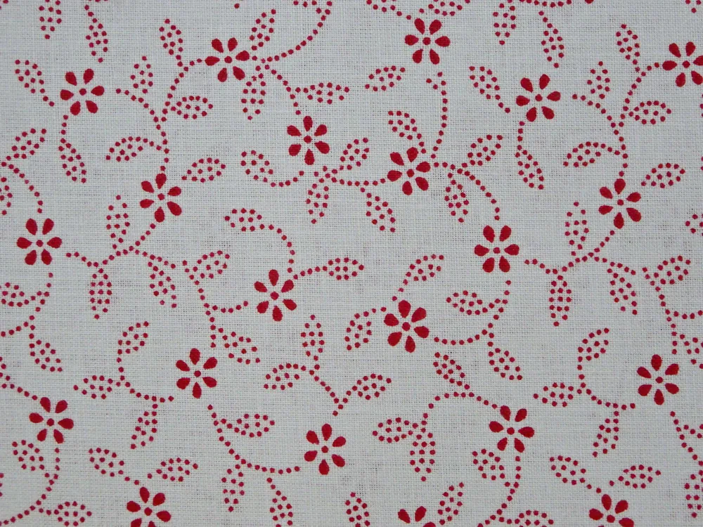 Bavlna biela "červený kvet" 