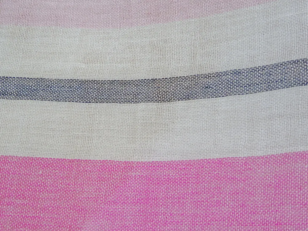 Košeľovina biela "ružový a sivý pásik" 