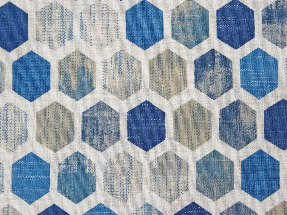 Poťahovka bielo-béžová "modrý geometrický motív"