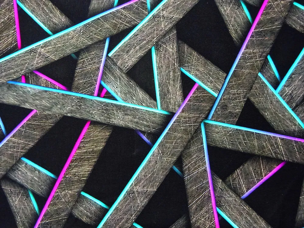 Teplákovina čierna "geometrický vzor" 