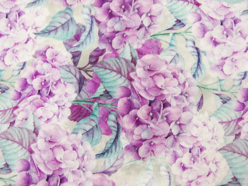 Poťahovka dymová "ružovo-fialové hortenzie" 