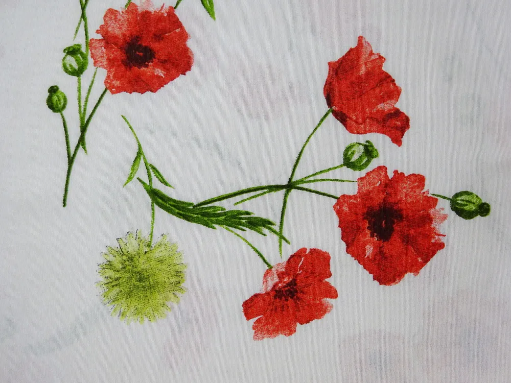 Poťahovka biela "červené maky" 