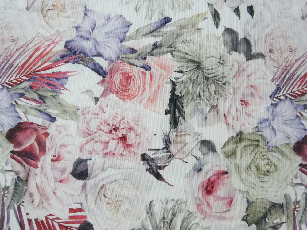 Poťahovka biela "farebné kvety" 