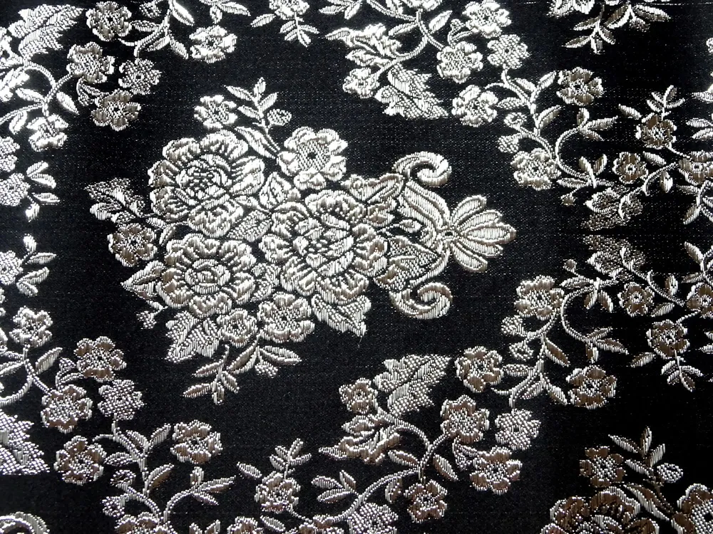 Brokát čierny "strieborný vzor" - Španielsko, 2. akosť 