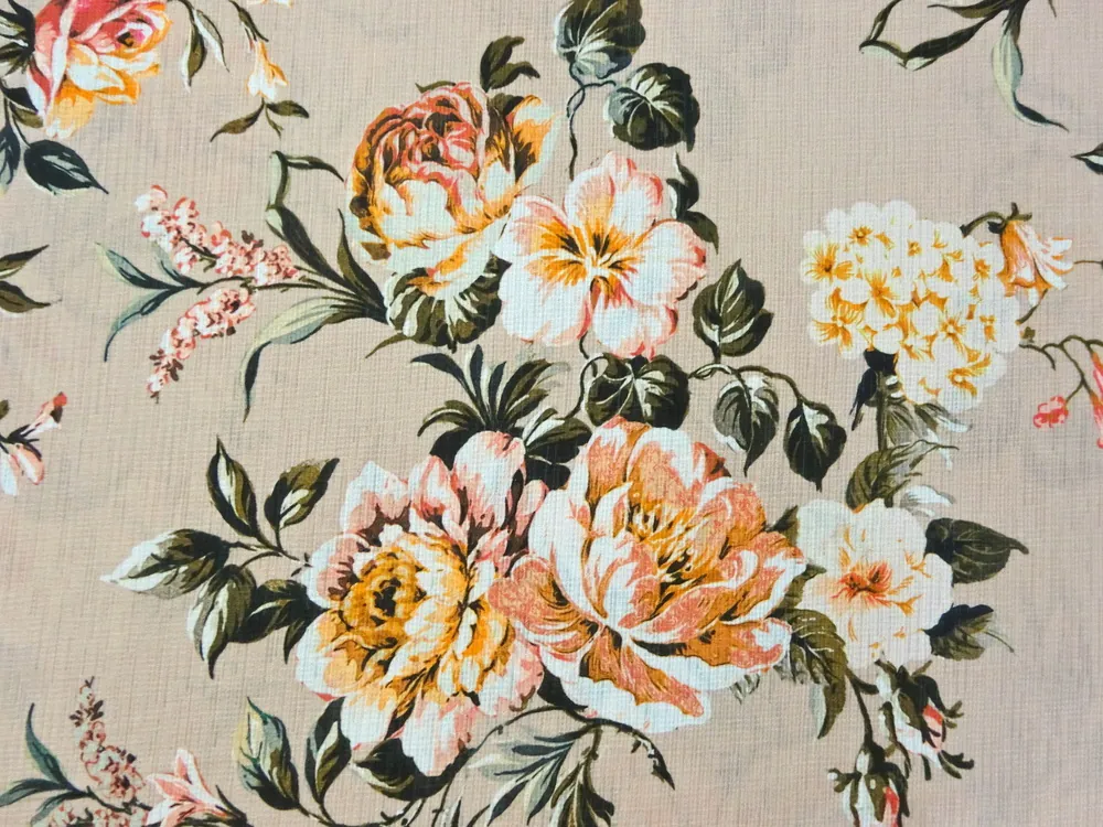 Šatovka béžová "veľké kvety" 