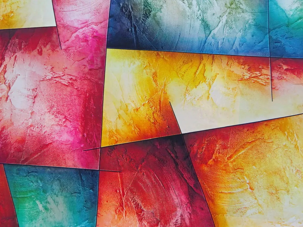 Hodváb farebný "geometrický vzor" 