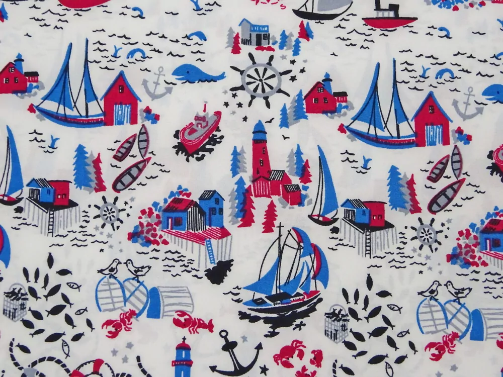 Šatovka biela "námornícky motív"