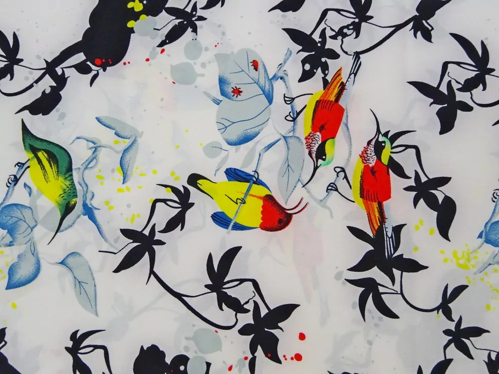 Šatovka smotanová "vtáčiky, konáre"