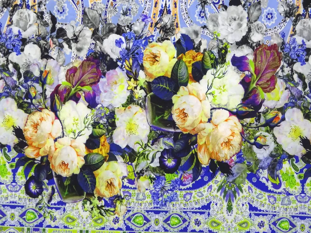 Šatovka Steffi modrá "kvety" - bordúra obojstranná