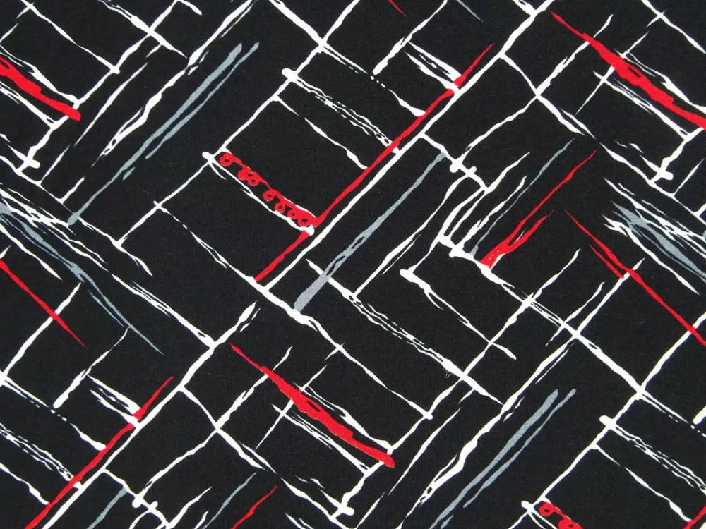 Šatovka čierna "biele, sivé a červené čiary"