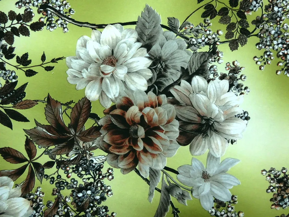 Šatovka maslovo-zelená "kvety" - 2. akosť - zbytok