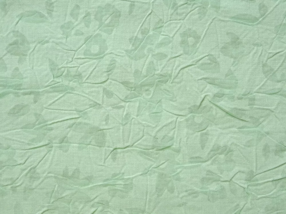 Šatovka zelená krčená "kvety" - vypaľovaný vzor