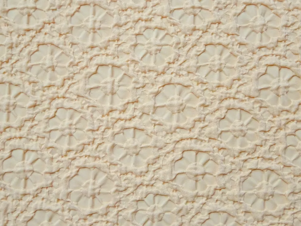 Žakard pomarančový "plastické kvety" 