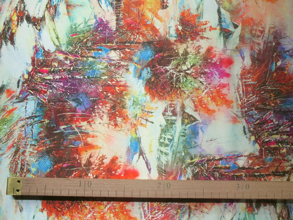 Satén pomarančový "zimná krajina" 