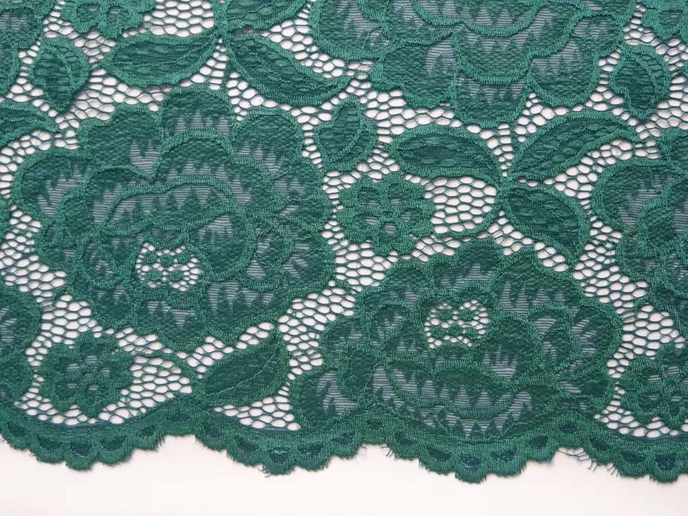 Krajka elastická smaragdová "kvety" 