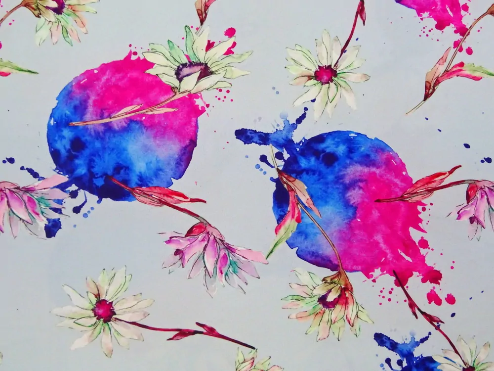 Šatovka sivo-modrá "kvety, rozmazaná guľa"