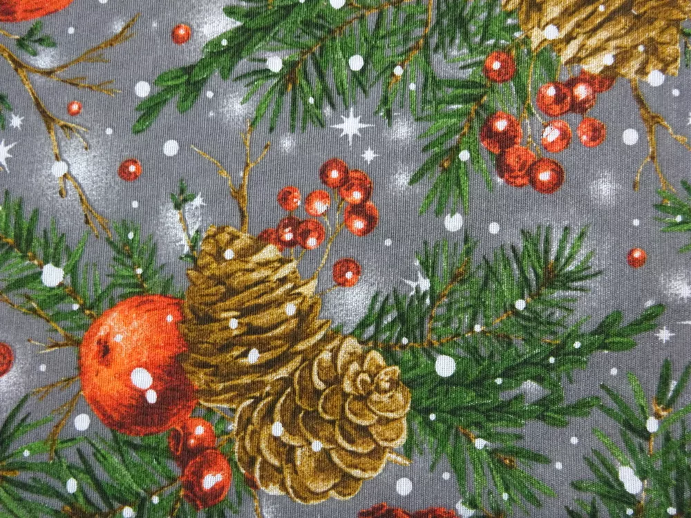 Poťahovka sivá "vianočný motív" 