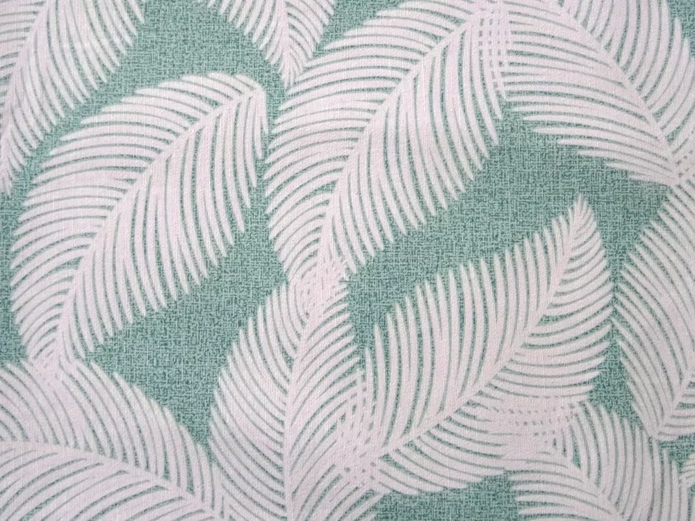 Poťahovka svetlosmaragdová žíhaná "biele listy"