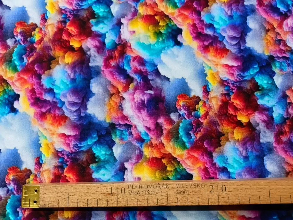 Teplákovina farebná "duhové oblaky"