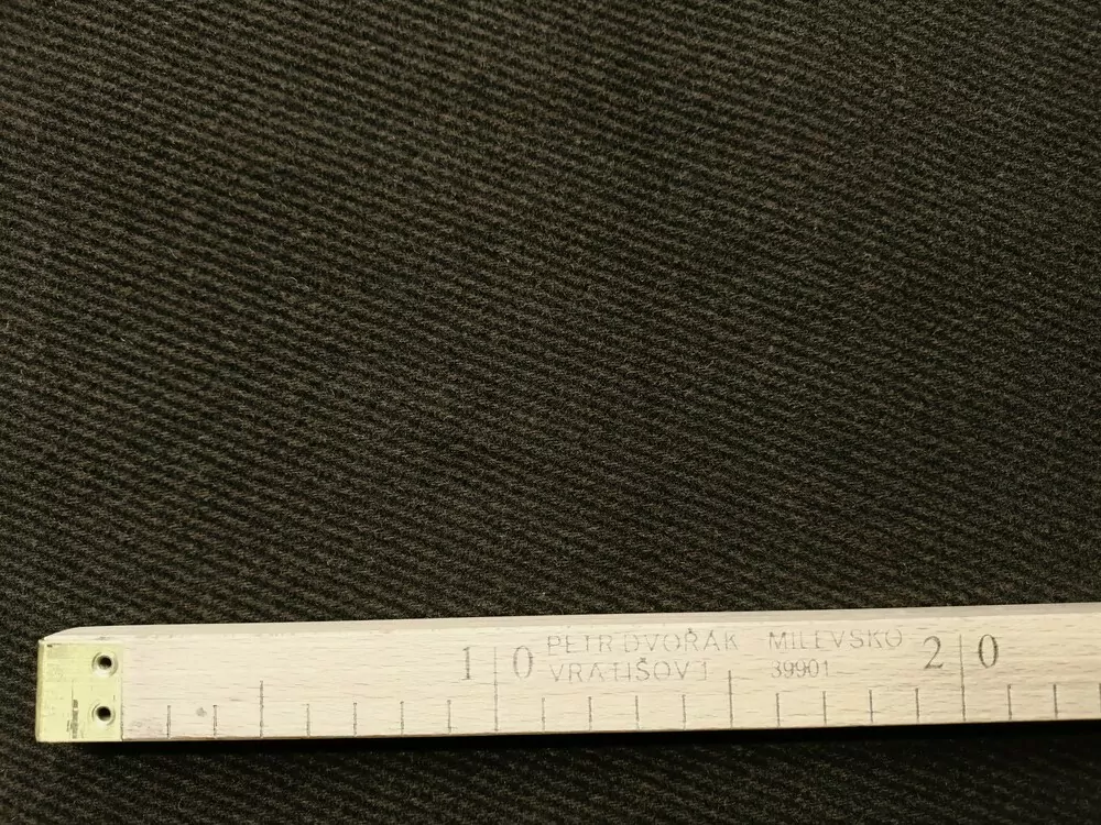 Kabátovina s vlnou tmavohnedá "čierny šikmý prúžok"