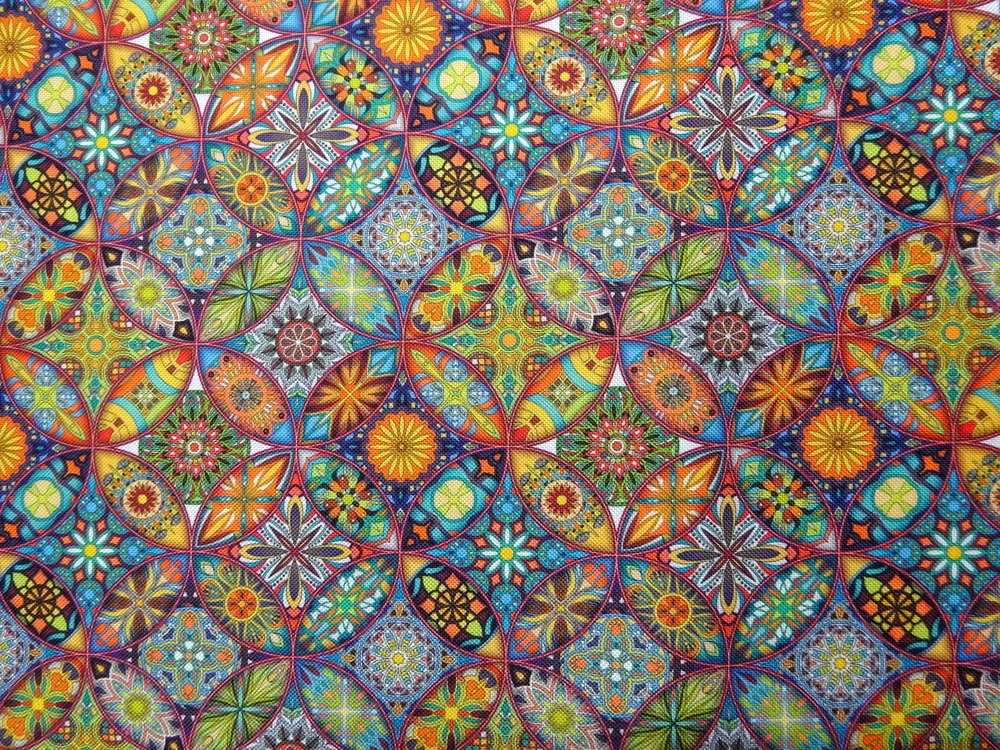 Kočíkovina biela "zeleno-pomarančová mandala"