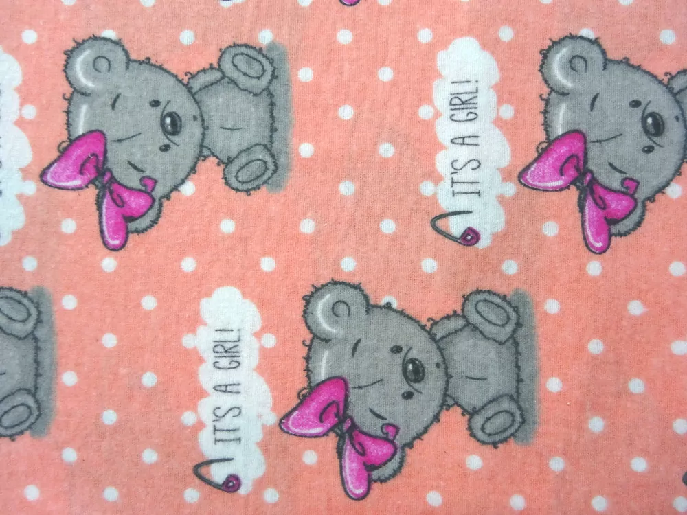 Flanel pomarančový "sivý macko"