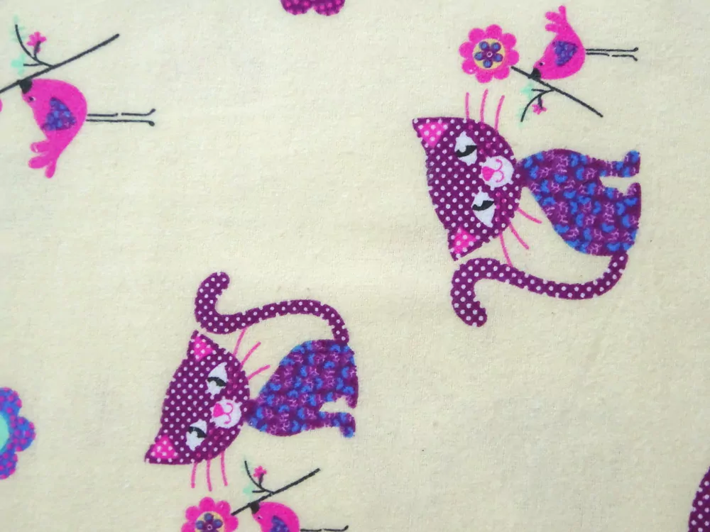 Flanel maslový "fialová mačička" 