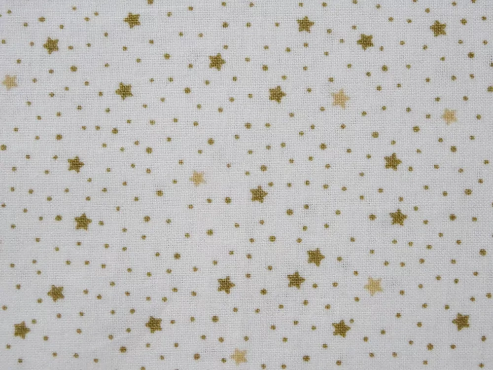 Bavlna biela "béžová hviezdička, bodka" 