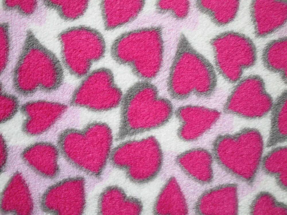 Fleece bielo-ružový "ružové srdiečka"