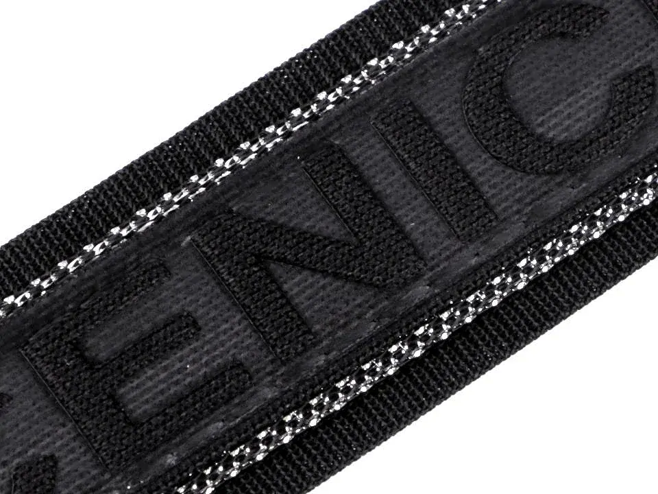 Stuha odevná čierna s lurexom "NICE" - 25 mm